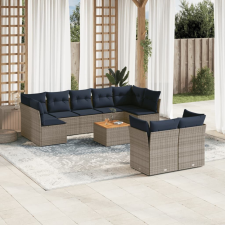 vidaXL 10 részes szürke polyrattan kerti ülőgarnitúra párnával kerti bútor