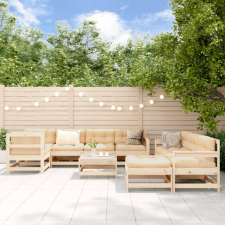 vidaXL 10 részes tömör fa kerti ülőgarnitúra párnával kerti bútor