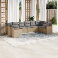 vidaXL 10 részes vegyes bézs polyrattan kerti ülőgarnitúra párnákkal kerti bútor