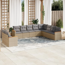 vidaXL 10 részes vegyes bézs polyrattan kerti ülőgarnitúra párnákkal kerti bútor