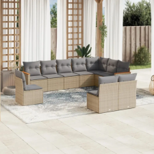 vidaXL 10 részes vegyes bézs polyrattan kerti ülőgarnitúra párnákkal kerti bútor