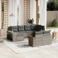 vidaXL 10 részes világosszürke polyrattan kerti ülőgarnitúra párnákkal kerti bútor