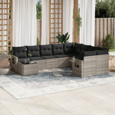 vidaXL 10 részes világosszürke polyrattan kerti ülőgarnitúra párnákkal kerti bútor