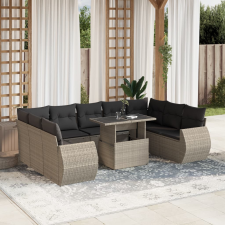 vidaXL 10 részes világosszürke polyrattan kerti ülőgarnitúra párnákkal kerti bútor