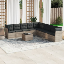 vidaXL 10 részes világosszürke polyrattan kerti ülőgarnitúra párnákkal kerti bútor