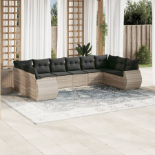 vidaXL 10 részes világosszürke polyrattan kerti ülőgarnitúra párnákkal kerti bútor