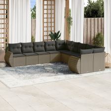 vidaXL 10 részes világosszürke polyrattan kerti ülőgarnitúra párnákkal kerti bútor