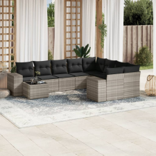 vidaXL 10 részes világosszürke polyrattan kerti ülőgarnitúra párnákkal kerti bútor