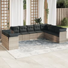 vidaXL 10 részes világosszürke polyrattan kerti ülőgarnitúra párnákkal kerti bútor