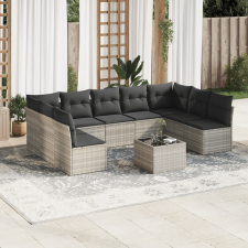 vidaXL 10 részes világosszürke polyrattan kerti ülőgarnitúra párnákkal kerti bútor