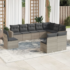 vidaXL 10 részes világosszürke polyrattan kerti ülőgarnitúra párnákkal kerti bútor