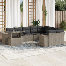 vidaXL 10 részes világosszürke polyrattan kerti ülőgarnitúra párnákkal kerti bútor
