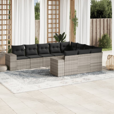 vidaXL 10 részes világosszürke polyrattan kerti ülőgarnitúra párnákkal kerti bútor