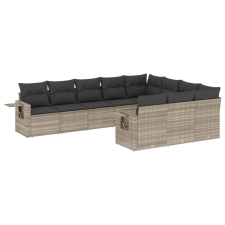 vidaXL 10 részes világosszürke polyrattan kerti ülőgarnitúra párnákkal (3220691) kerti bútor