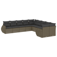 vidaXL 10 részes világosszürke polyrattan kerti ülőgarnitúra párnákkal (3221911) kerti bútor