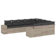 vidaXL 10 részes világosszürke polyrattan kerti ülőgarnitúra párnákkal (3223091) kerti bútor