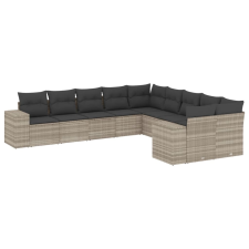 vidaXL 10 részes világosszürke polyrattan kerti ülőgarnitúra párnákkal (3223111) kerti bútor