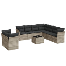 vidaXL 10 részes világosszürke polyrattan kerti ülőgarnitúra párnákkal (3249691) kerti bútor