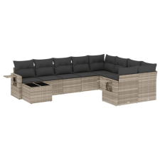 vidaXL 10 részes világosszürke polyrattan kerti ülőgarnitúra párnákkal (3252999) kerti bútor