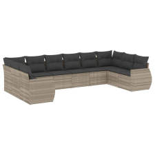 vidaXL 10 részes világosszürke polyrattan kerti ülőgarnitúra párnákkal (3254209) kerti bútor