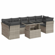 vidaXL 10 részes világosszürke polyrattan kerti ülőgarnitúra párnákkal (3326223) kerti bútor