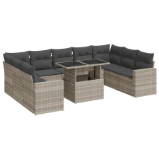 vidaXL 10 részes világosszürke polyrattan kerti ülőgarnitúra párnákkal (3326383) kerti bútor