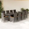  vidaXL 11 darabos kerti bútorgarnitúra párnákkal, szürke PE rattan