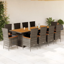 vidaXL 11 darabos kerti bútorgarnitúra párnákkal, szürke PE rattan kerti bútor