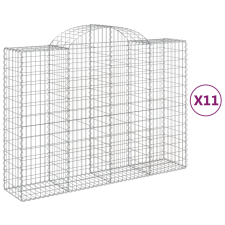 vidaXL 11 db íves horganyzott vas gabion kosár 200x50x140/160 cm (3146371) kerti tárolás
