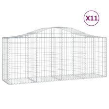 vidaXL 11 db íves horganyzott vas gabion kosár 200x50x80/100 cm (3145628) kerti tárolás