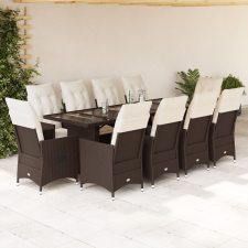 vidaXL 11 részes barna polyrattan kerti bisztrógarnitúra párnákkal kerti bútor