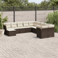 vidaXL 11 részes barna polyrattan kerti ülőgarnitúra párnákkal kerti bútor