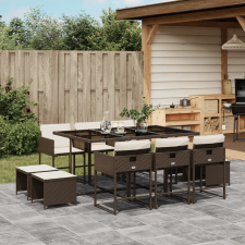 vidaXL 11 részes barna polyrattan kerti ülőgarnitúra párnákkal kerti bútor