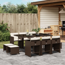 vidaXL 11 részes barna polyrattan kerti ülőgarnitúra párnákkal kerti bútor