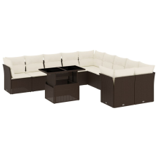 vidaXL 11 részes barna polyrattan kerti ülőgarnitúra párnákkal kerti bútor