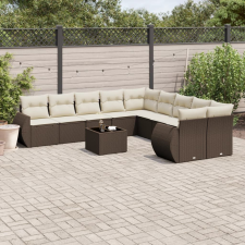vidaXL 11 részes barna polyrattan kerti ülőgarnitúra párnákkal kerti bútor