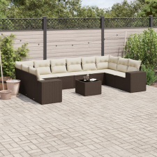 vidaXL 11 részes barna polyrattan kerti ülőgarnitúra párnákkal kerti bútor