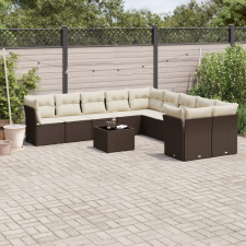 vidaXL 11 részes barna polyrattan kerti ülőgarnitúra párnákkal kerti bútor