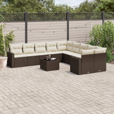 vidaXL 11 részes barna polyrattan kerti ülőgarnitúra párnákkal kerti bútor