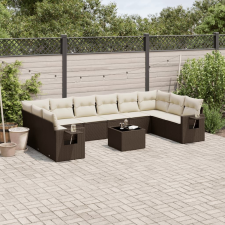 vidaXL 11 részes barna polyrattan kerti ülőgarnitúra párnákkal kerti bútor