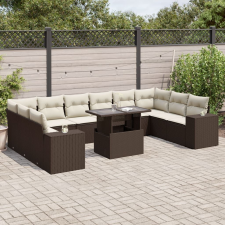 vidaXL 11 részes barna polyrattan kerti ülőgarnitúra párnákkal kerti bútor