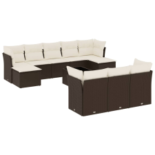 vidaXL 11 részes barna polyrattan kerti ülőgarnitúra párnákkal (3218343) kerti bútor