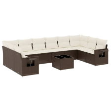 vidaXL 11 részes barna polyrattan kerti ülőgarnitúra párnákkal (3220682) kerti bútor