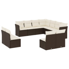 vidaXL 11 részes barna polyrattan kerti ülőgarnitúra párnákkal (3249662) kerti bútor