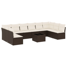 vidaXL 11 részes barna polyrattan kerti ülőgarnitúra párnákkal (3249942) kerti bútor