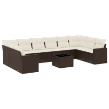 vidaXL 11 részes barna polyrattan kerti ülőgarnitúra párnákkal (3251820) kerti bútor