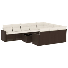vidaXL 11 részes barna polyrattan kerti ülőgarnitúra párnákkal (3251840) kerti bútor