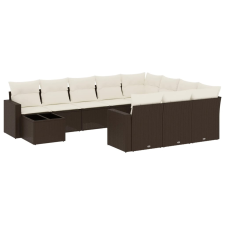 vidaXL 11 részes barna polyrattan kerti ülőgarnitúra párnákkal (3251870) kerti bútor