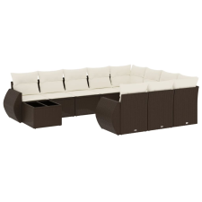 vidaXL 11 részes barna polyrattan kerti ülőgarnitúra párnákkal (3254270) kerti bútor