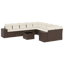 vidaXL 11 részes barna polyrattan kerti ülőgarnitúra párnákkal (3255460) kerti bútor